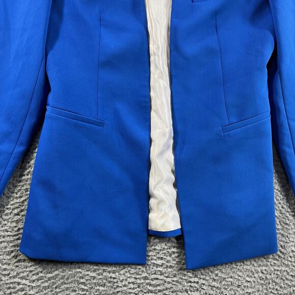 ZARA BLAZER WOMENS MEDIUM BLUE OPEN FRONT NWT NEW JACKET SUIT TOP SINGLE BREAST - Picture 5 of 9